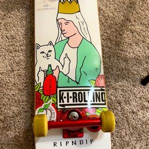 Zumiez | Rip n Dip Skateboard | White-Red | Hollow Trucks | Custom Stickers